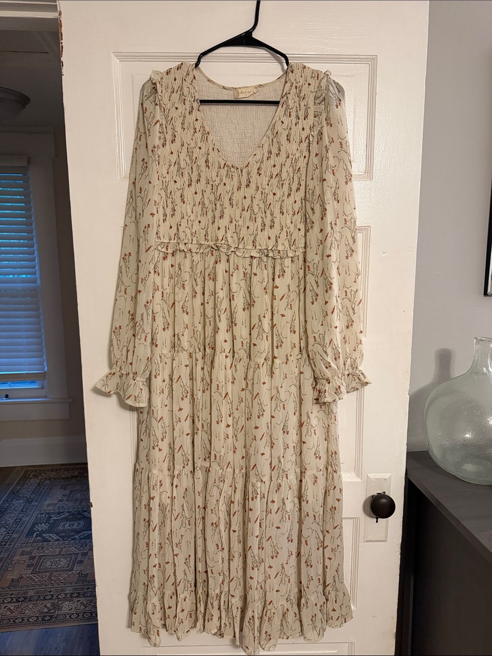 Altar'd State Cream Floral Long Sleeve Maxi Dress